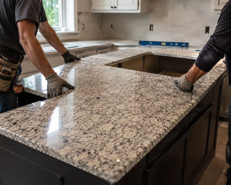 Granite Slab Installation in Lake County, IL